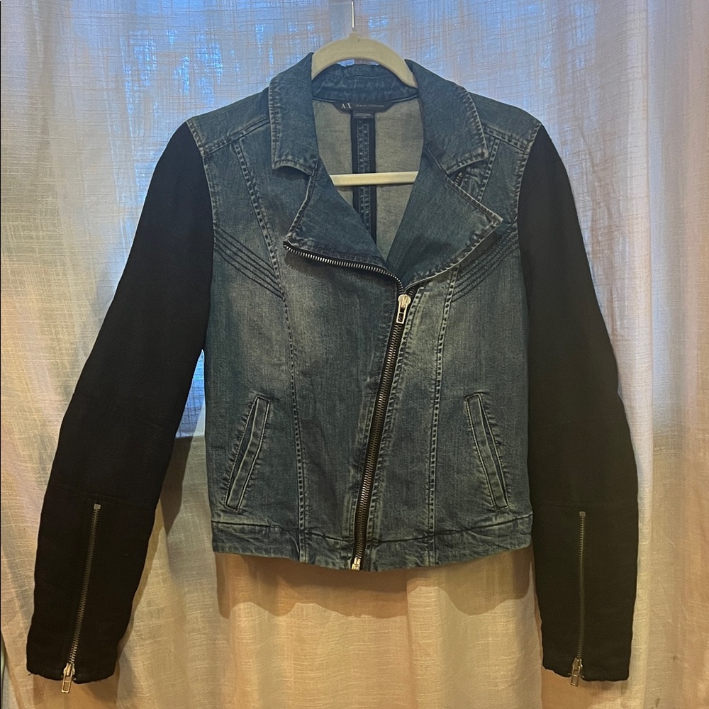 Armani Exchange Blue and Black Jean Jacket